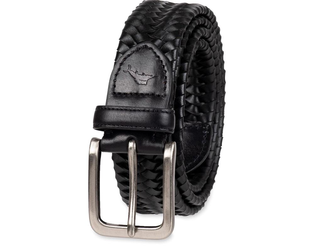 Tommy Bahama Men's Black Leather Brail Belt Stretch 34"-36" New With Tags